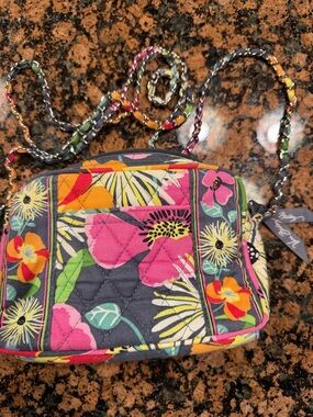 Vera Bradley Floral Quilted Crossbody in Pink, Yellow & Green